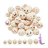   34Pcs 4 Styles Round Printed Wood Beads WOOD-PH0002-62-7