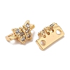 Brass Micro Pave Clear Cubic Zirconia Connector Charms KK-B074-03G-2