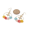 Glass Beaded Flower & Alloy Bee Dangle Earrings EJEW-JE05218-01-3