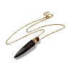 Natural Obsidian Bullet Shaped Perfume Bottle Pendant Necklaces G-B089-02G-05-2