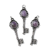 Key Brass Natural Amethyst Big Pendants KK-D361-01AS-16-1