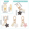   6Pcs Alloy Baking Paint Flower Keychain and 6Pcs Zinc Alloy Swivel Clasps KEYC-PH0001-50-6