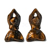 Natural Tiger Eye Carved Healing Yoga Goddess Figurines DJEW-D012-06B-1