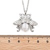 304 Stainless Steel & Plastic Pearl Bees Pendant Cable Chain Necklaces NJEW-U023-03P-5