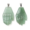 Natural Green Aventurine Carved Pendants G-K369-01P-04-1