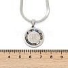 304 Stainless Steel Flat Round Pendant Flat Snake Chain Necklaces for Men NJEW-S387-04P-5