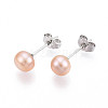 Pearl Ball Stud Earrings EJEW-Q701-01A-01-3