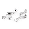 Rhodium Plated 925 Sterling Silver Micro Pave Clear Cubic Zirconia Musical Note Charms wit S925 Stamp STER-T007-30P-2