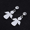 201 Stainless Steel Dangle Stud Earrings EJEW-T008-JN731-1