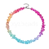 Rainbow Color Glass Chip Beaded Necklaces for Women NJEW-JN05004-4