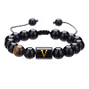 Adjustable Natural Tiger Eye and Glass Beaded Braided Bead Bracelets for Men Women FS-WGD7D76-22-1