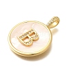 Rack Plating Brass Micro Pave Clear Cubic Zirconia Pendants with Shell KK-M309-42G-B-3