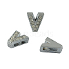 Alloy Initial Slide Charms with Grade A Rhinestones ALRI-R032-V-FF-1