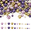 Cheriswelry 12 Strands 12 Styles Baking Painted Pearlized Glass Pearl Round Bead Strands HY-CW0001-03B-30