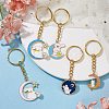 Moon/Flat Round with Rabbit Alloy Enamel Pendant Keychain KEYC-JKC00623-2