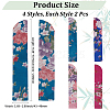 8Pcs 4 Styles Silk Cloth Floral Print Chinese Folding Fan Storage Bags ABAG-CY0001-06-2