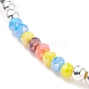 Natural Shell Heart Beaded Stretch Bracelet with Glass for Women BJEW-JB08272-7