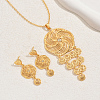 Simple and Stylish 18K Gold Plated Brass Cubic Zirconia Flower Pendant Necklace & Stud Earrings Set for Women WC7616-1