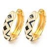 Rack Plating Rhombus Pattern Brass Enamel Hoop Earrings EJEW-C102-47G-01-1