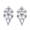 Brass Inlaid Clear Cubic Zirconia Pendants X-ZIRC-S069-013P-1