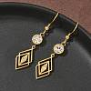 304 Stainless Steel Rhombus Dangle Earrings Hand Polished EJEW-Z129-12G-02-2