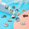 Yilisi 13Pcs 13 Style Flat Round & Car & Moon Alloy Enamel Brooches JEWB-YS0001-07-4