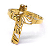 304 Stainless Steel Adjustable Finger Rings. Hollow Cross RJEW-C074-04G-1