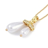 Rack Plating Brass Micro Pave Clear Cubic Zirconia Teardrop Pendant Box Chain Necklaces NJEW-P317-03G-1