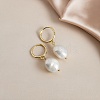 S925 Sterling Silver Natural Freshwater Pearl Hoop Earrings WV0535-1-4