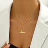 Stainless Steel Double Layer Cross Pendant Necklace Hip-hop Punk Style MC2596-1