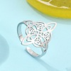 Non-Tarnish 304 Stainless Steel Witch Knot Open Cuff Rings for Women AJEW-U005-01P-1