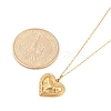 Ion Plating(IP) 304 Stainless Steel Textured Heart Pendant Cable Chain Necklaces for Women NJEW-P320-09G-5