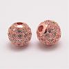 Brass Micro Pave Cubic Zirconia Beads ZIRC-E110-05RG-1