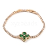 Clover Brass Micro Pave Cubic Zirconia Link Bracelets BJEW-C055-03G-1