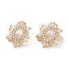 Pink Cubic Zirconia Sun Stud Earrings EJEW-Z019-24A-G-1