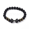 Natural Black Agate(Dyed & Heated) Beads Stretch Bracelets BJEW-JB04801-01-1