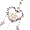Natural Amethyst Chip & Brass Heart & Lotus Hanging Ornaments HJEW-TA00257-4