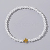 Cross Fashionable Imitation Pearl Bead Stretch Bracelets for Women BC8772-2-1