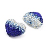 Gradient Color Heart Shaped Polymer Clay Rhinestone Beads CLAY-NH0002-03D-2