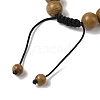 10mm Round Natural Wood Lace Stone Braided Bead Bracelets BJEW-C067-01C-17-2