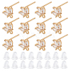 DICOSMETIC 12Pcs Brass Micro Pave Clear Cubic Zirconia Stud Earring Findings KK-DC0001-28-1