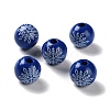 Printed Wood European Beads WOOD-Z002-08B-1