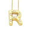 Brass & Plastic Pearl Letter Pendant Box Chain Necklaces for Women NJEW-U017-01G-18-1