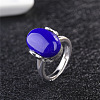 Oval Natural Lapis Lazuli Adjustable Ring FIND-PW0021-04D-1