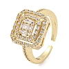 Brass Micro Pave Cubic Zirconia Cuff Rings RJEW-I103-020G-1