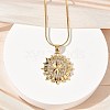 304 Stainless Steel Micro Pave Clear Cubic Zirconia Pendant Necklaces for Women NJEW-Z103-01G-09-3