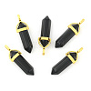 Natural Black Obsidian Bullet Double Terminated Pointed Pendants G-G902-B25-3