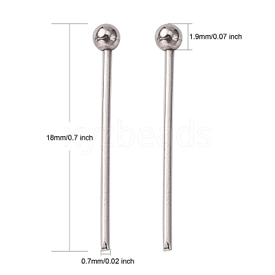 Tarnish Resistant 304 Stainless Steel Ball Head pins STAS-N017-02-18mm-1