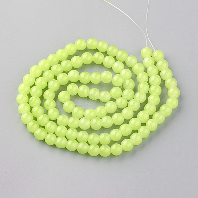 Baking Paint Imitation Jade Glass Round Bead Strands X-DGLA-Q021-6mm-08-1