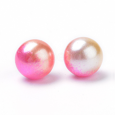 Rainbow Acrylic Imitation Pearl Beads OACR-R065-6mm-04-1